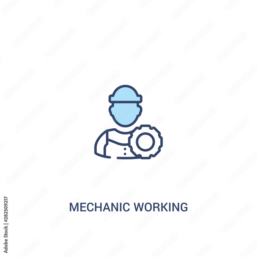 Poster mechanic working concept 2 colored icon. simple line element illustration. outline blue mechanic wor