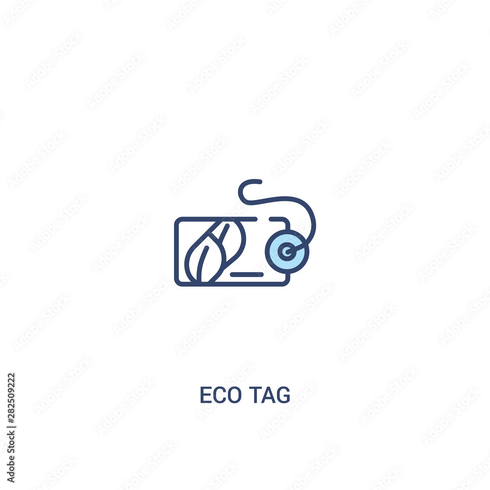Poster eco tag concept 2 colored icon. simple line element illustration. outline blue eco tag symbol. can b