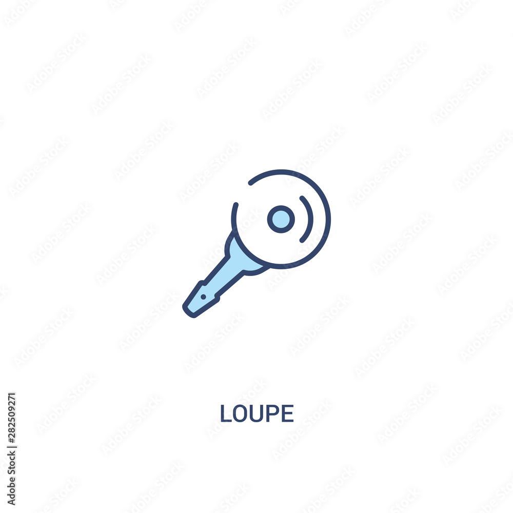 Poster loupe concept 2 colored icon. simple line element illustration. outline blue loupe symbol. can be us