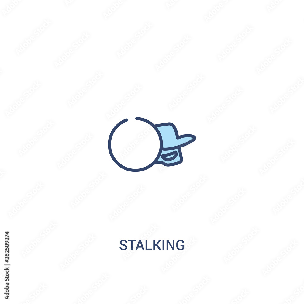 Poster stalking concept 2 colored icon. simple line element illustration. outline blue stalking symbol. can