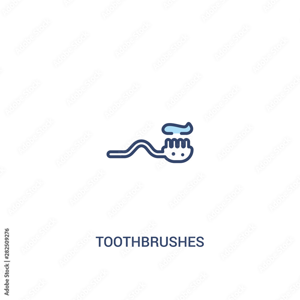 Poster toothbrushes concept 2 colored icon. simple line element illustration. outline blue toothbrushes sym