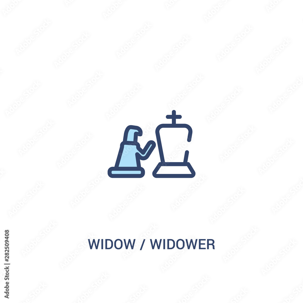 Poster widow / widower concept 2 colored icon. simple line element illustration. outline blue widow / widow