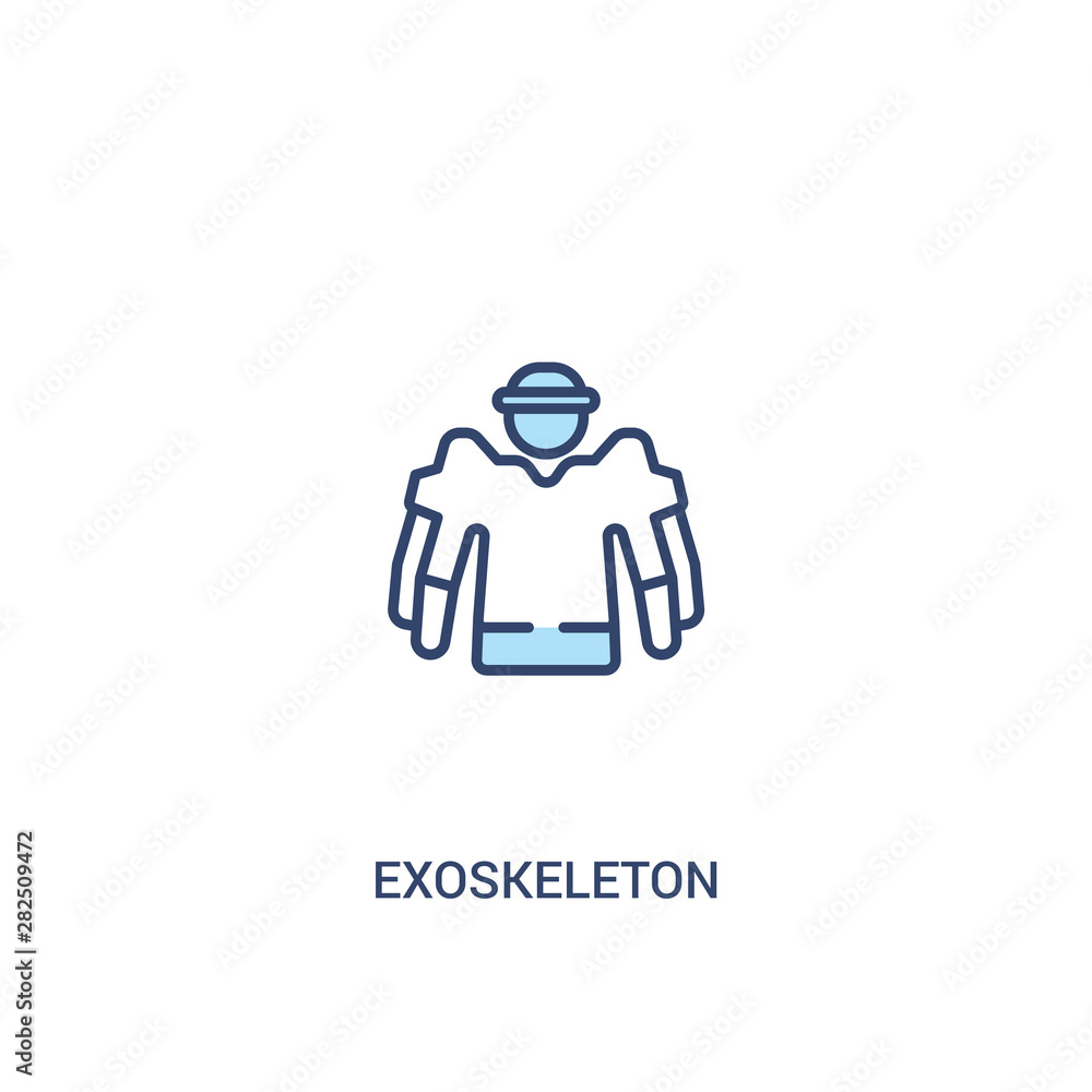 Poster exoskeleton concept 2 colored icon. simple line element illustration. outline blue exoskeleton symbo