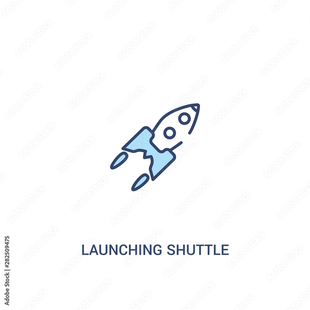 Poster launching shuttle concept 2 colored icon. simple line element illustration. outline blue launching s