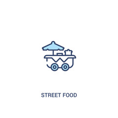 street food concept 2 colored icon. simple line element illustration. outline blue street food symbol. can be used for web and mobile ui/ux.