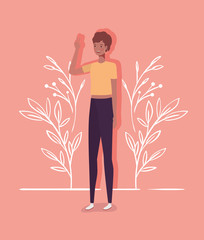 young and beautiful afro girl character