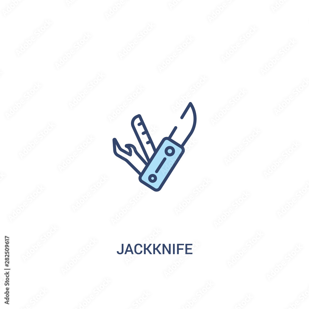 Poster jackknife concept 2 colored icon. simple line element illustration. outline blue jackknife symbol. c