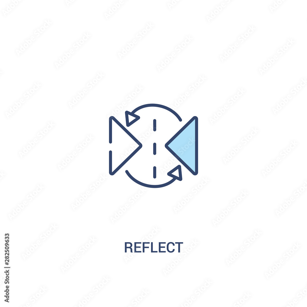 Poster reflect concept 2 colored icon. simple line element illustration. outline blue reflect symbol. can b