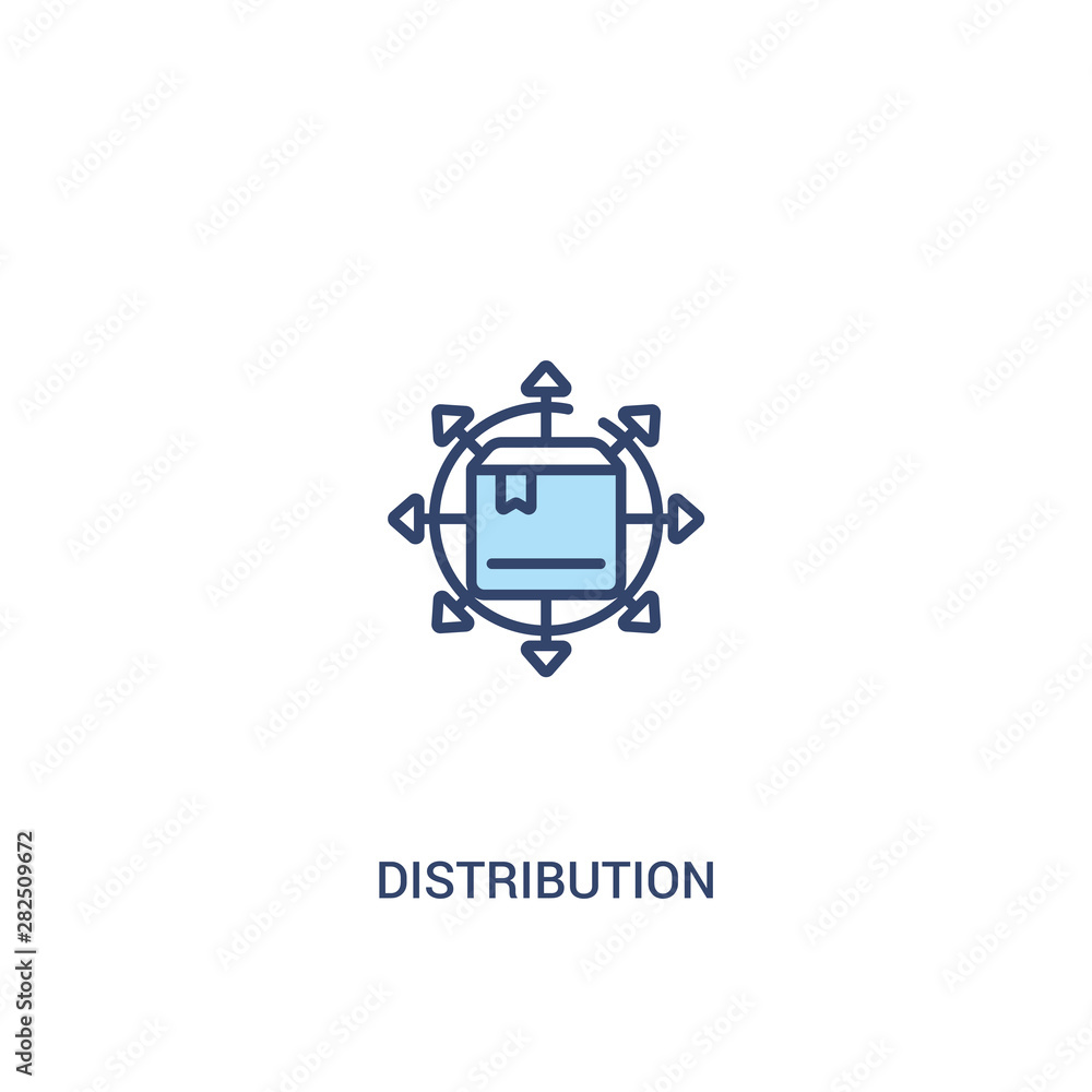 Poster distribution concept 2 colored icon. simple line element illustration. outline blue distribution sym