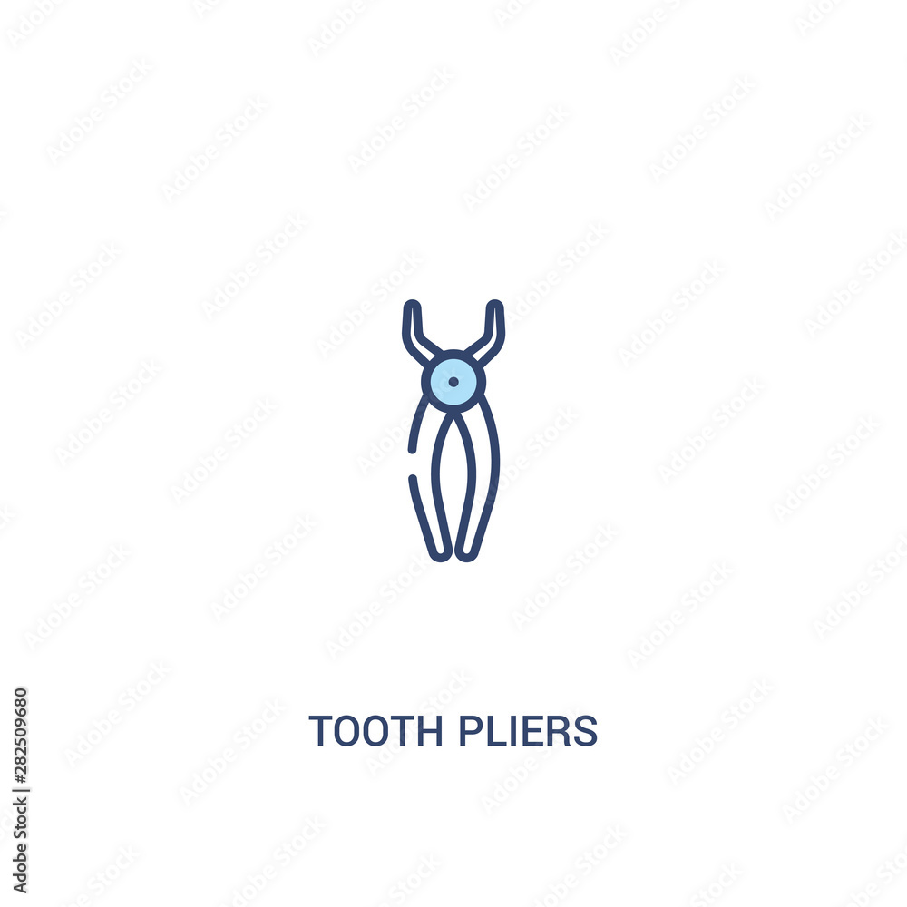 Aufkleber tooth pliers concept 2 colored icon. simple line element illustration. outline blue tooth pliers sym