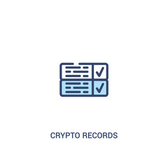 crypto records concept 2 colored icon. simple line element illustration. outline blue crypto records symbol. can be used for web and mobile ui/ux.