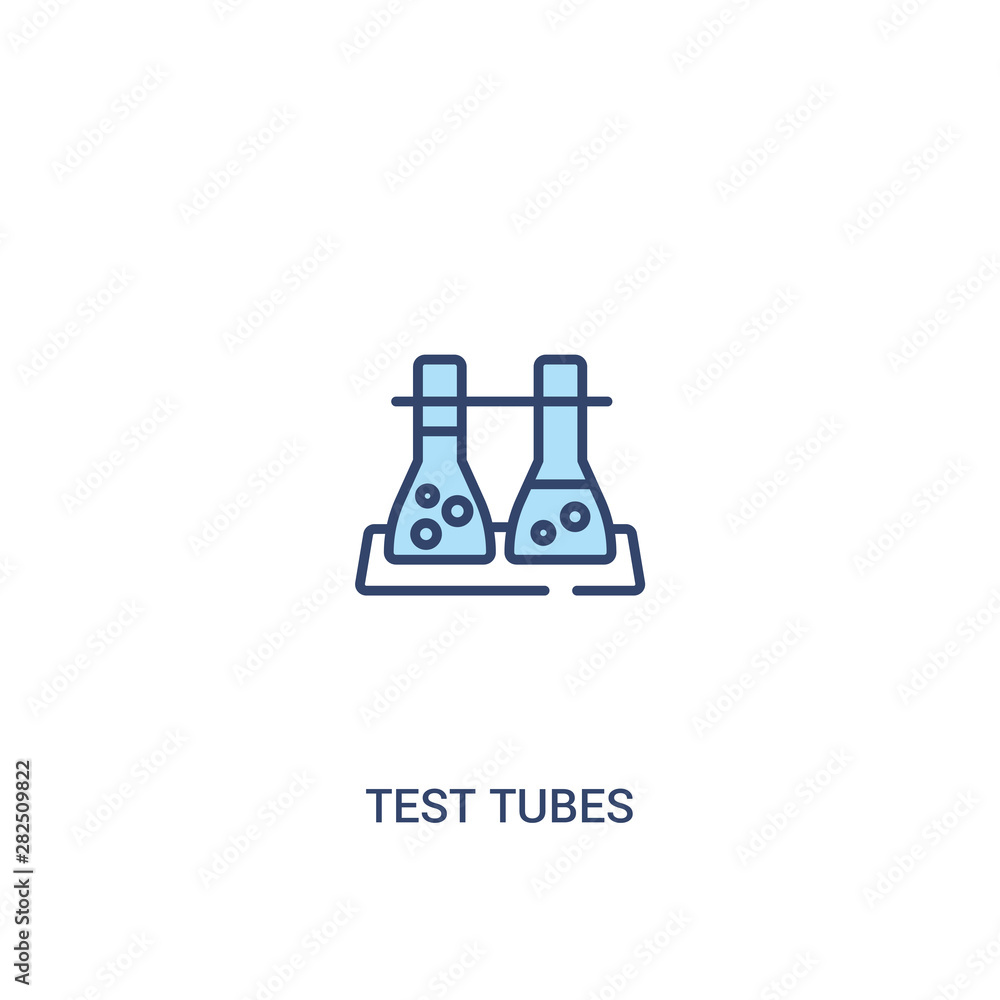 Poster test tubes concept 2 colored icon. simple line element illustration. outline blue test tubes symbol.
