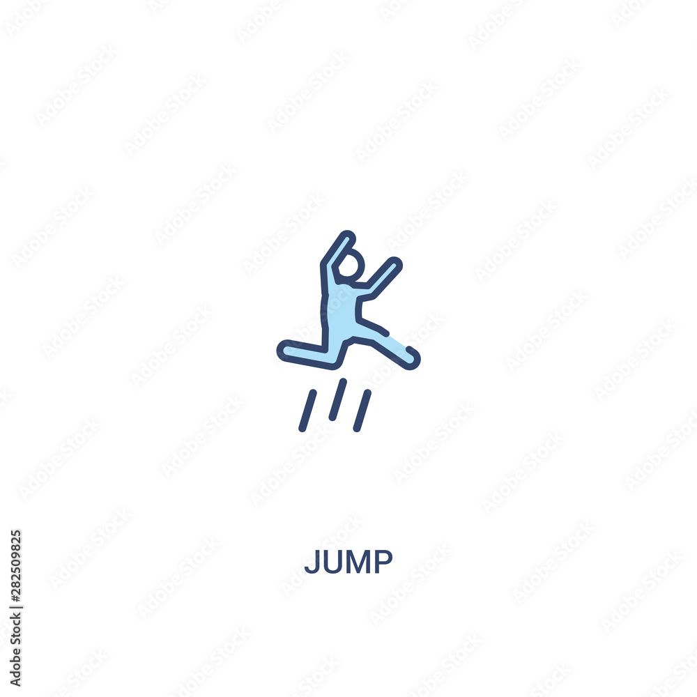 Poster jump concept 2 colored icon. simple line element illustration. outline blue jump symbol. can be used