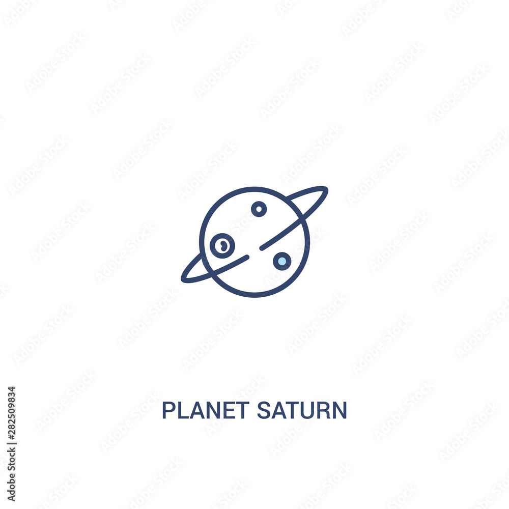 Poster planet saturn concept 2 colored icon. simple line element illustration. outline blue planet saturn s