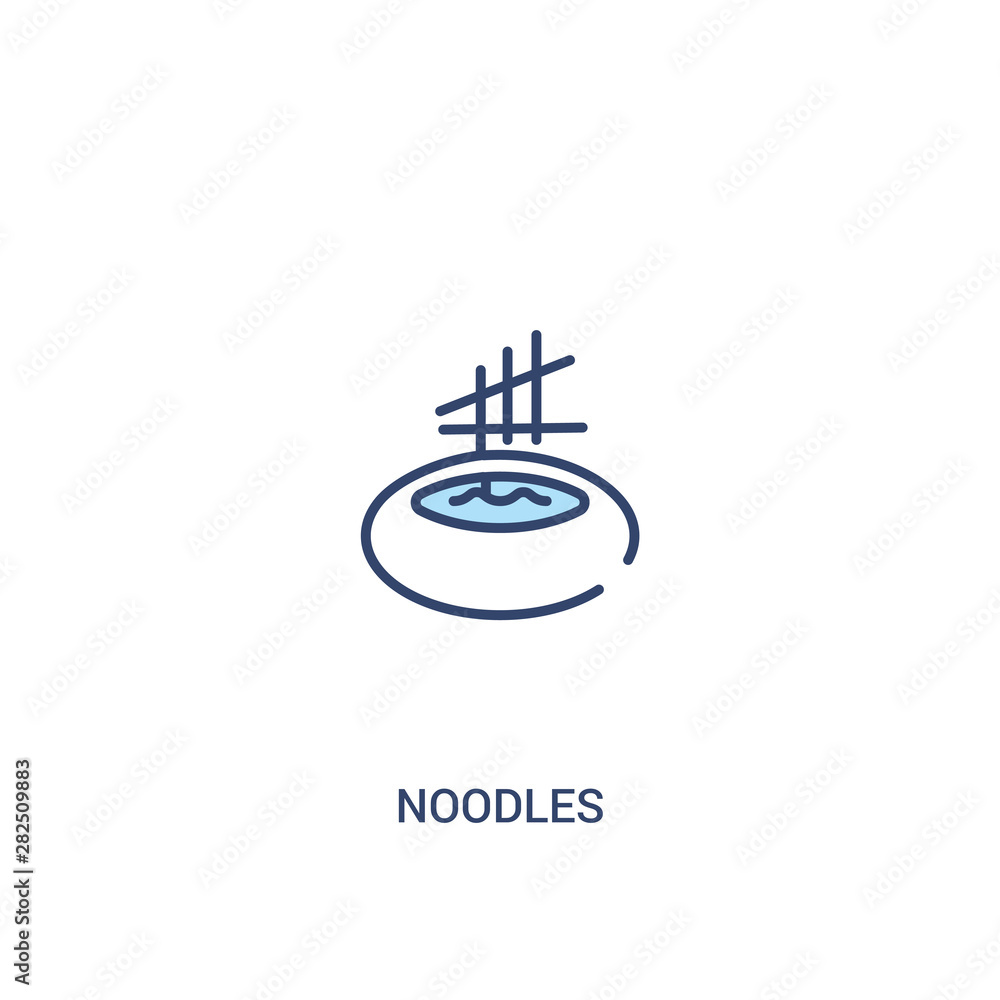 Poster noodles concept 2 colored icon. simple line element illustration. outline blue noodles symbol. can b