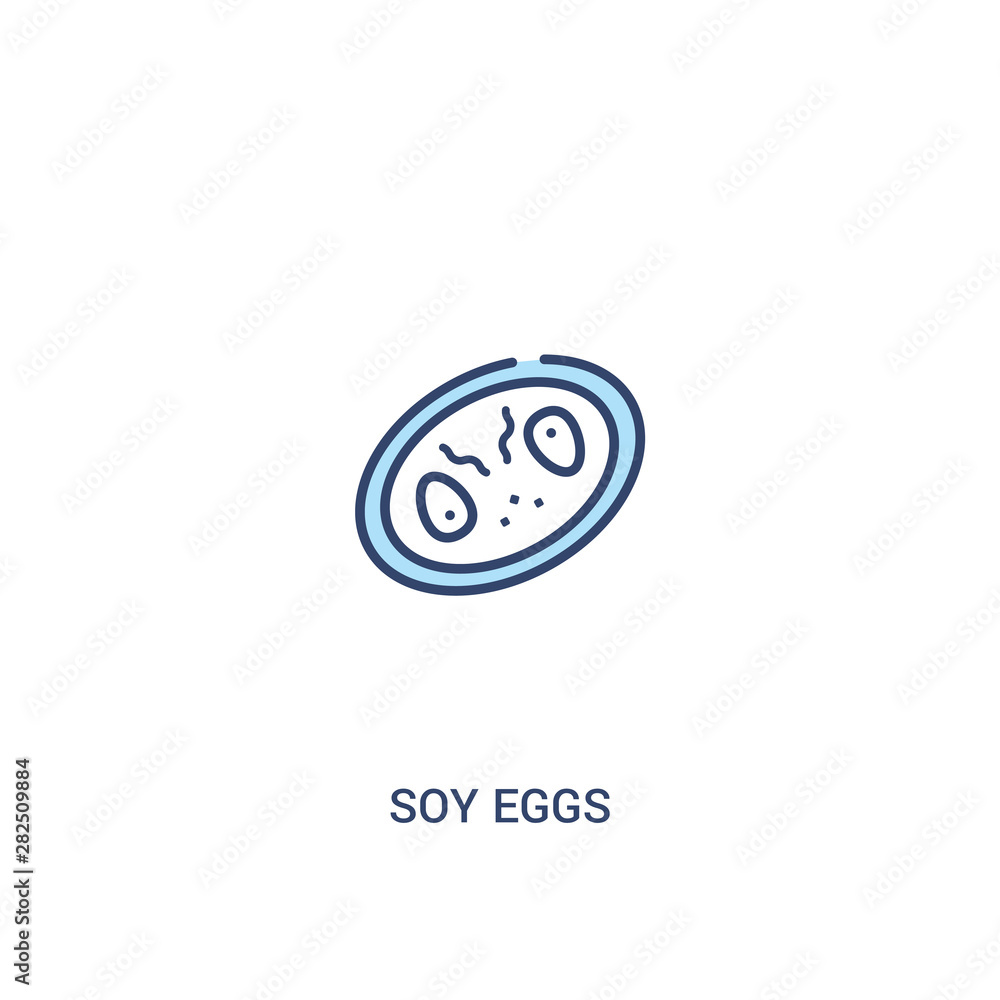 Poster soy eggs concept 2 colored icon. simple line element illustration. outline blue soy eggs symbol. can