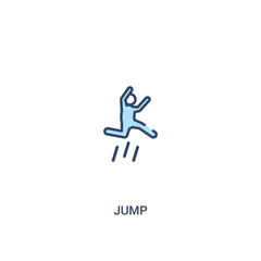 jump concept 2 colored icon. simple line element illustration. outline blue jump symbol. can be used for web and mobile ui/ux.