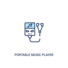 portable music player concept 2 colored icon. simple line element illustration. outline blue portable music player symbol. can be used for web and mobile ui/ux.