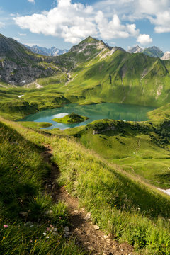 Lake schrecksee in the german alps near Oberjoch