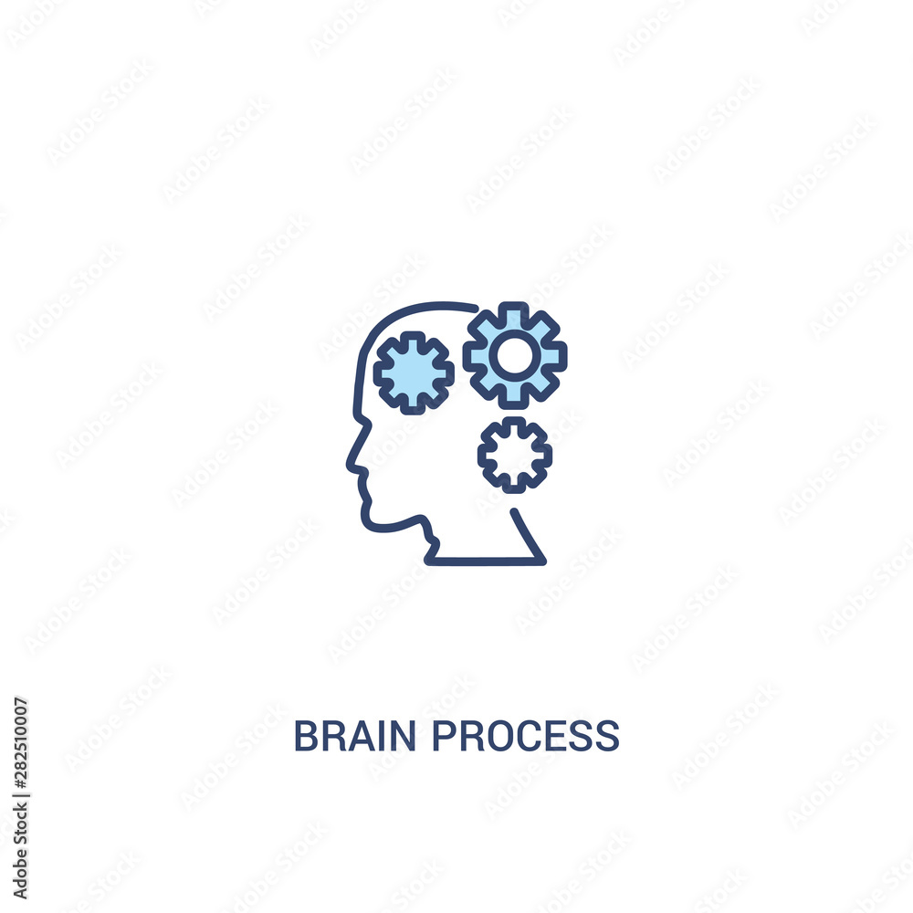 Aufkleber brain process concept 2 colored icon. simple line element illustration. outline blue brain process s