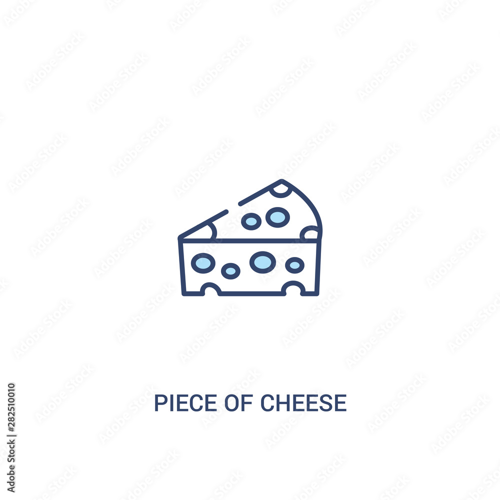 Poster piece of cheese concept 2 colored icon. simple line element illustration. outline blue piece of chee