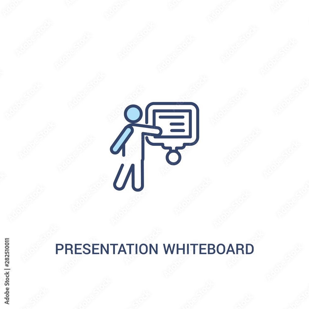 Poster presentation whiteboard concept 2 colored icon. simple line element illustration. outline blue prese