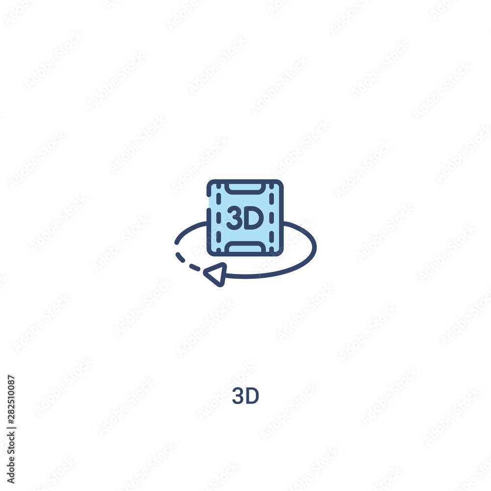 Poster 3d concept 2 colored icon. simple line element illustration. outline blue 3d symbol. can be used for