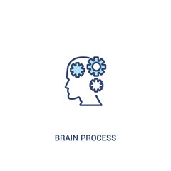 brain process concept 2 colored icon. simple line element illustration. outline blue brain process symbol. can be used for web and mobile ui/ux.