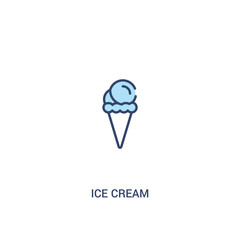ice cream concept 2 colored icon. simple line element illustration. outline blue ice cream symbol. can be used for web and mobile ui/ux.