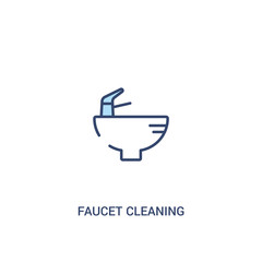 faucet cleaning concept 2 colored icon. simple line element illustration. outline blue faucet cleaning symbol. can be used for web and mobile ui/ux.