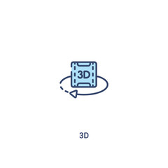 3d concept 2 colored icon. simple line element illustration. outline blue 3d symbol. can be used for web and mobile ui/ux.