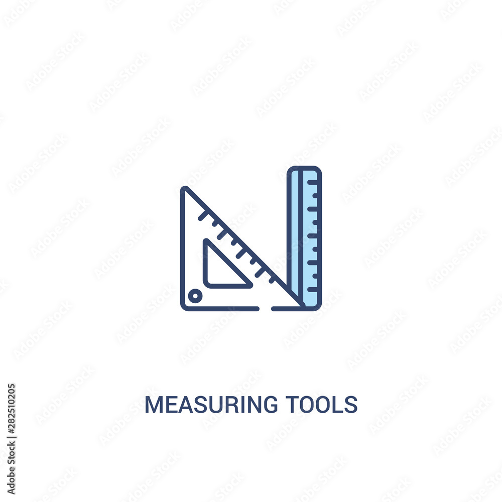 Poster measuring tools concept 2 colored icon. simple line element illustration. outline blue measuring too