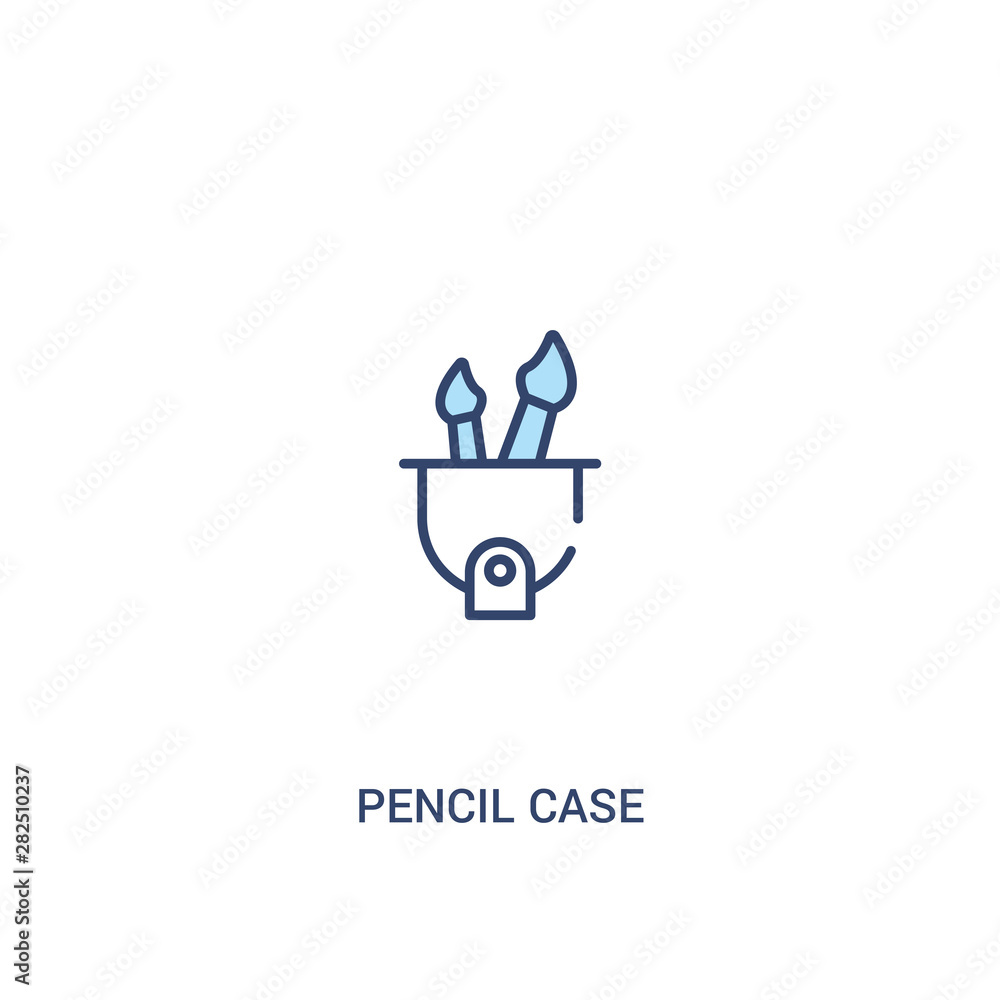 Poster pencil case concept 2 colored icon. simple line element illustration. outline blue pencil case symbo