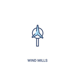 wind mills concept 2 colored icon. simple line element illustration. outline blue wind mills symbol. can be used for web and mobile ui/ux.