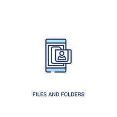 files and folders concept 2 colored icon. simple line element illustration. outline blue files and folders symbol. can be used for web and mobile ui/ux.