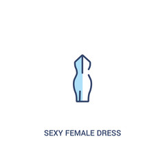 sexy female dress concept 2 colored icon. simple line element illustration. outline blue sexy female dress symbol. can be used for web and mobile ui/ux.