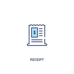 Obraz premium receipt concept 2 colored icon. simple line element illustration. outline blue receipt symbol. can be used for web and mobile ui/ux.