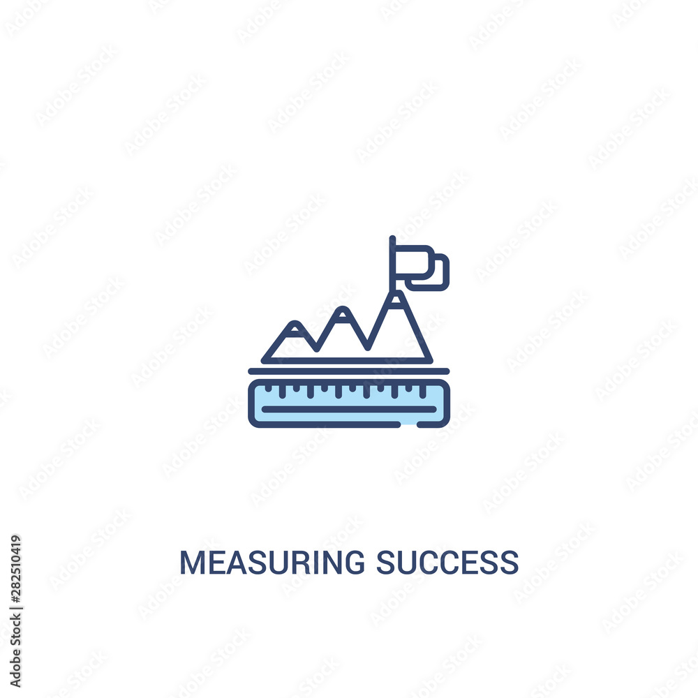 Aufkleber measuring success concept 2 colored icon. simple line element illustration. outline blue measuring s