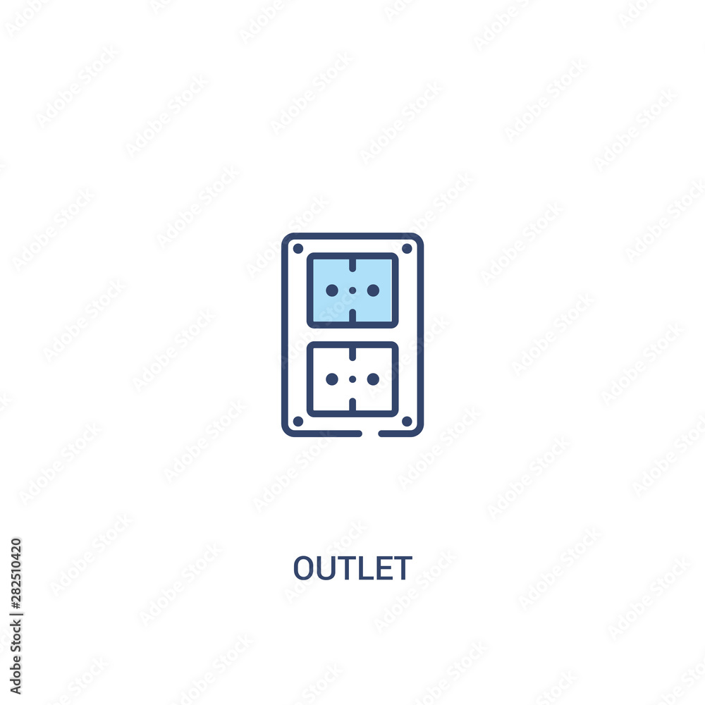 Poster outlet concept 2 colored icon. simple line element illustration. outline blue outlet symbol. can be 