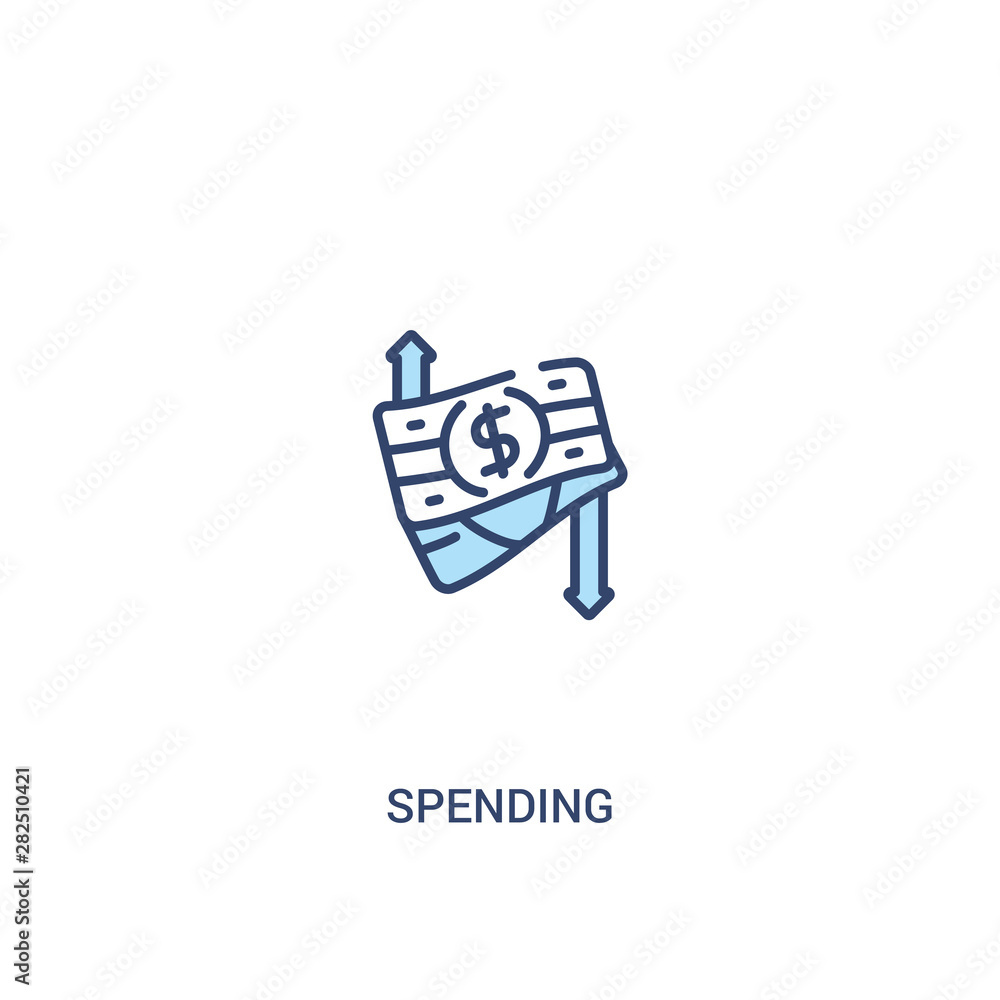 Poster spending concept 2 colored icon. simple line element illustration. outline blue spending symbol. can