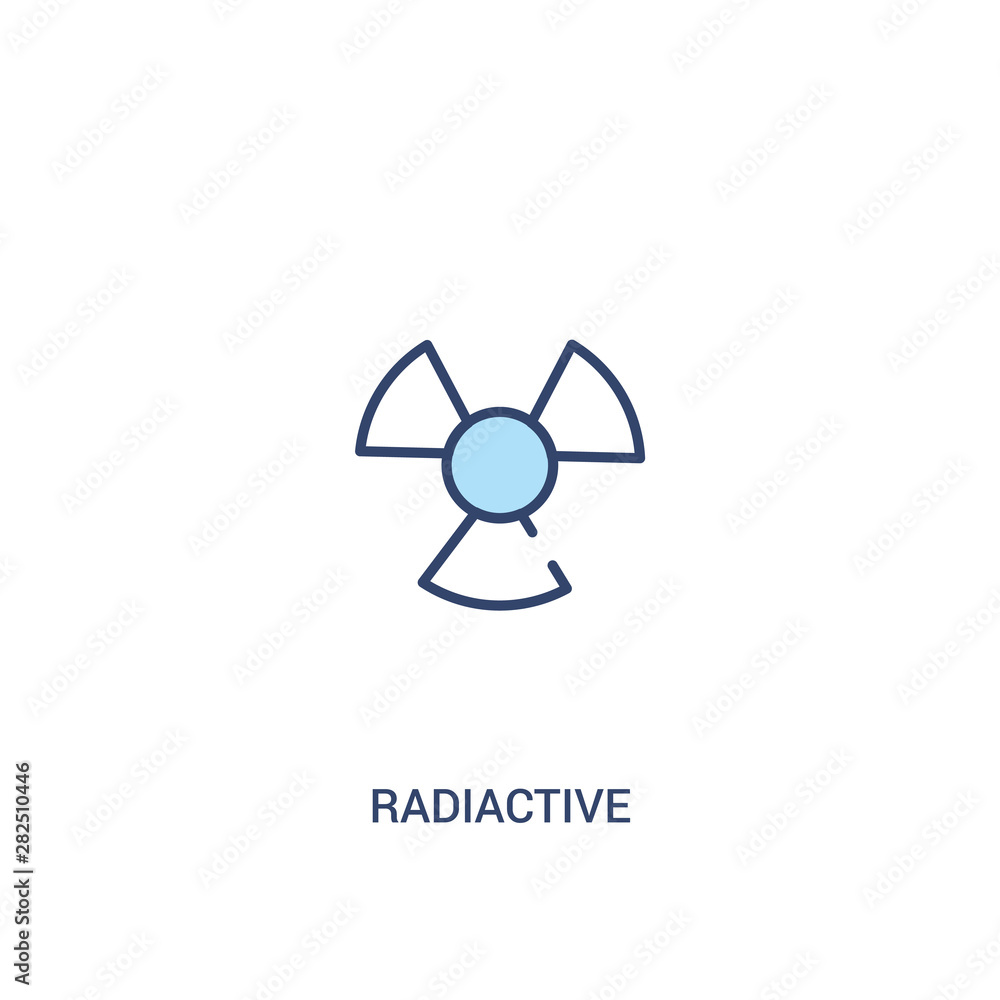 Poster radiactive concept 2 colored icon. simple line element illustration. outline blue radiactive symbol.