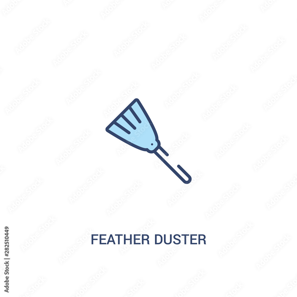 Poster feather duster concept 2 colored icon. simple line element illustration. outline blue feather duster