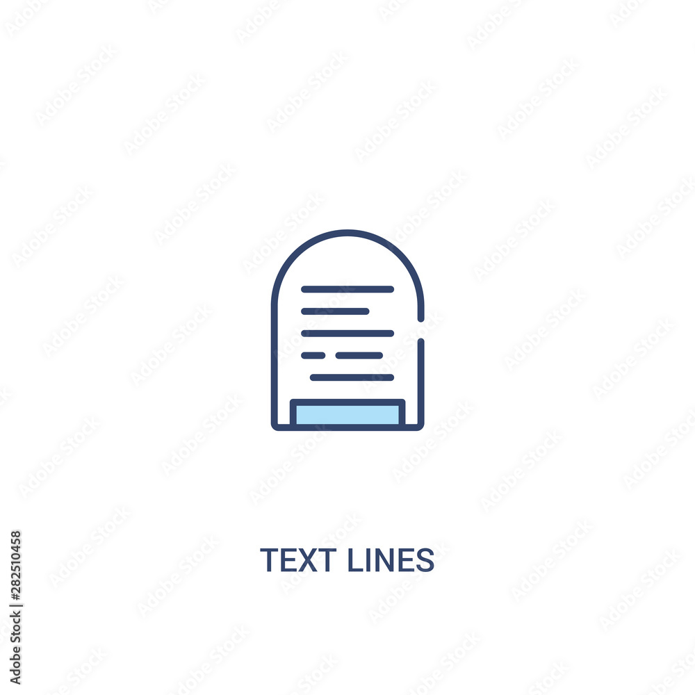 Poster text lines concept 2 colored icon. simple line element illustration. outline blue text lines symbol.