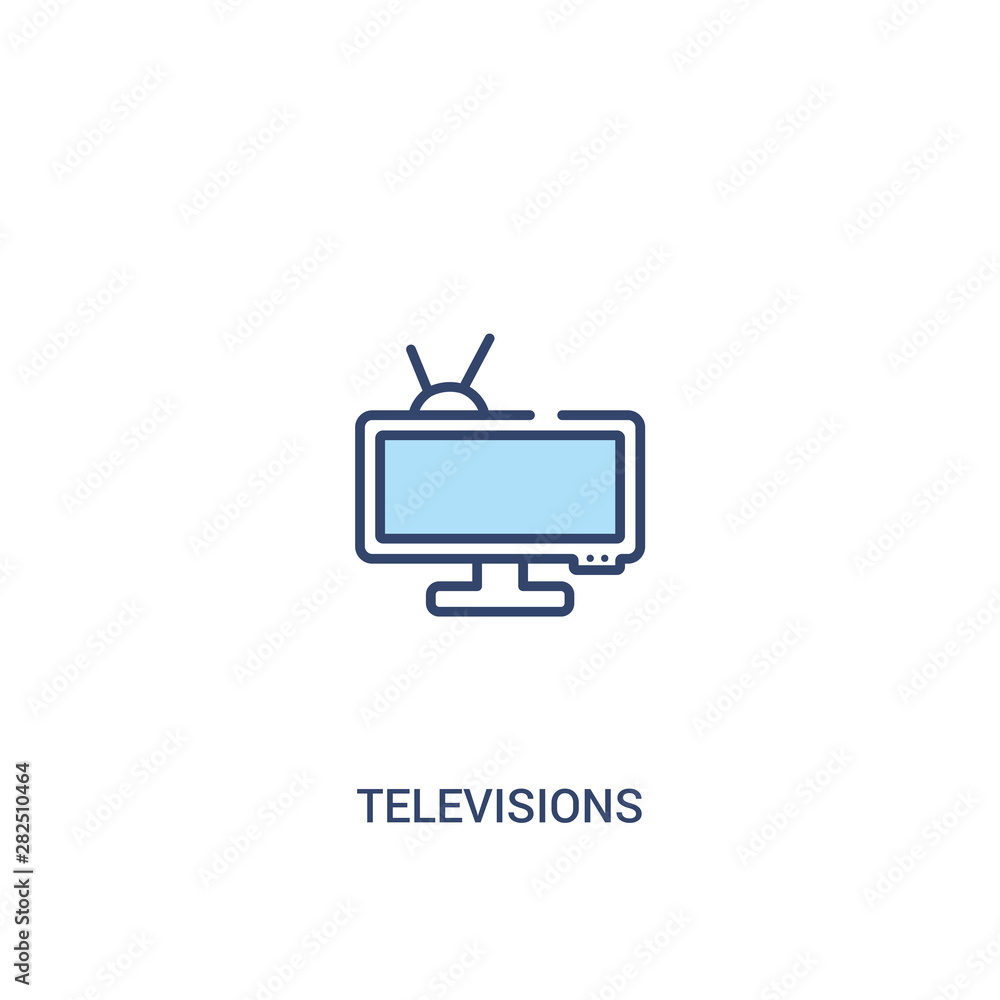 Poster televisions concept 2 colored icon. simple line element illustration. outline blue televisions symbo