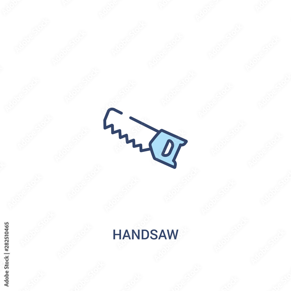 Poster handsaw concept 2 colored icon. simple line element illustration. outline blue handsaw symbol. can b
