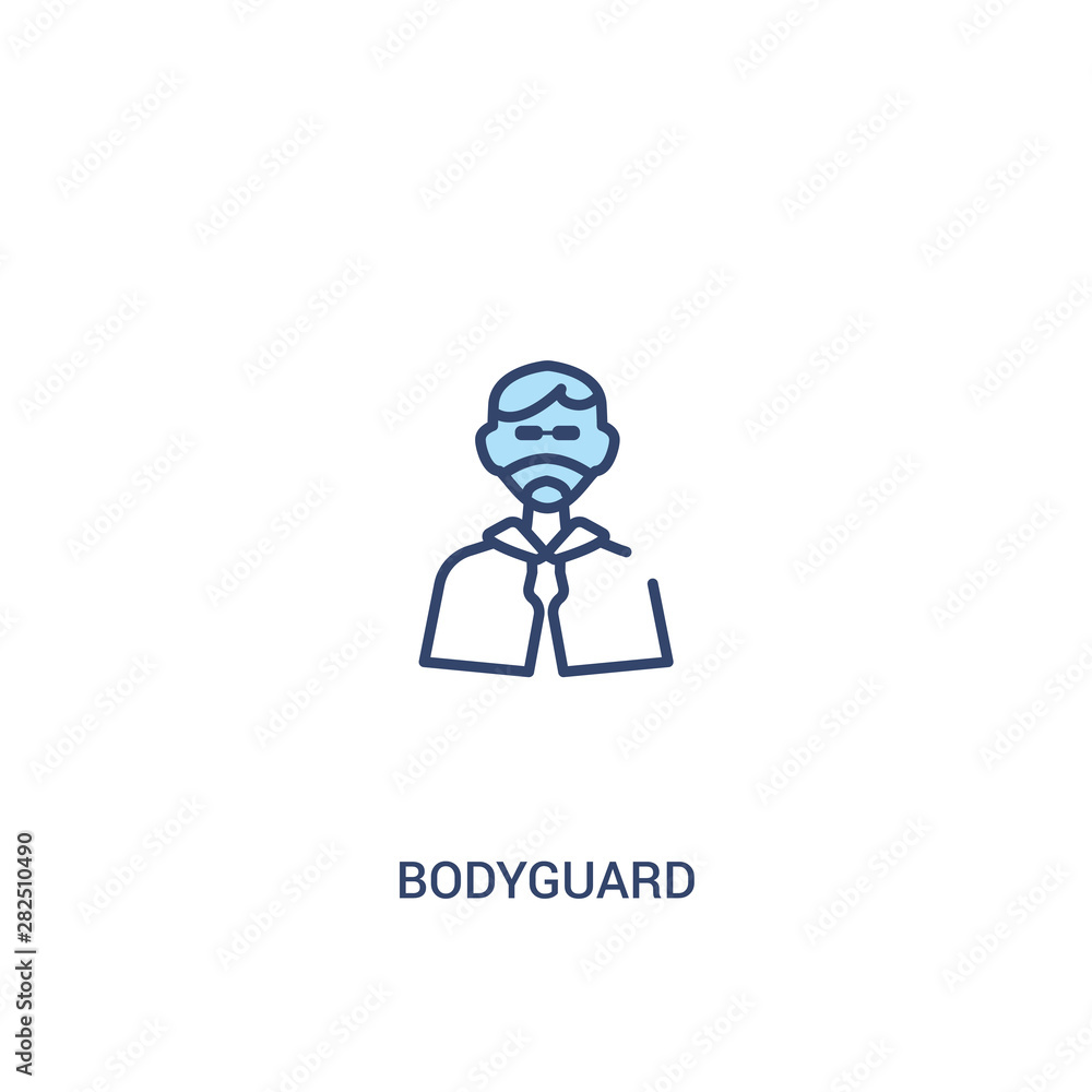 Aufkleber bodyguard concept 2 colored icon. simple line element illustration. outline blue bodyguard symbol. c
