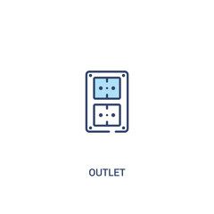 outlet concept 2 colored icon. simple line element illustration. outline blue outlet symbol. can be used for web and mobile ui/ux.