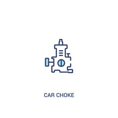 car choke concept 2 colored icon. simple line element illustration. outline blue car choke symbol. can be used for web and mobile ui/ux.