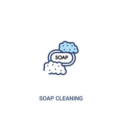 soap cleaning concept 2 colored icon. simple line element illustration. outline blue soap cleaning symbol. can be used for web and mobile ui/ux.