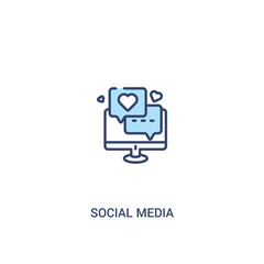 social media concept 2 colored icon. simple line element illustration. outline blue social media symbol. can be used for web and mobile ui/ux.